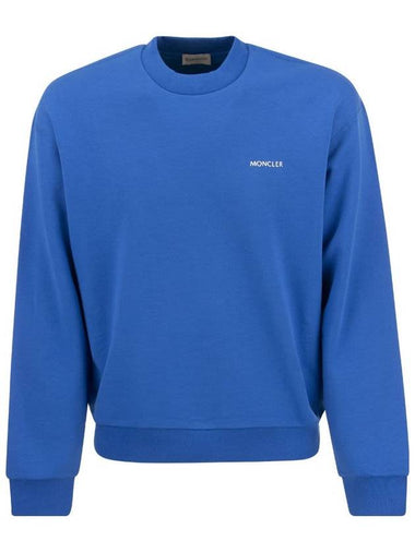 Logo Print Crewneck Sweatshirt Blue - MONCLER - BALAAN 1