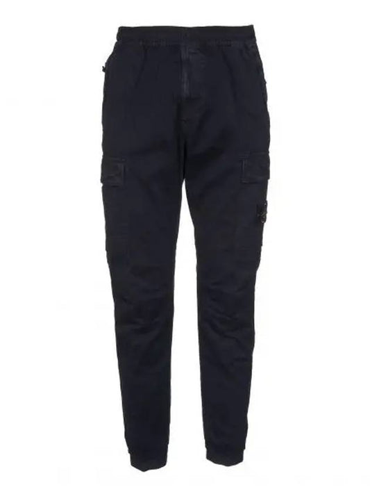 Stretch Cotton Cargo Straight Pants Black - STONE ISLAND - BALAAN 2