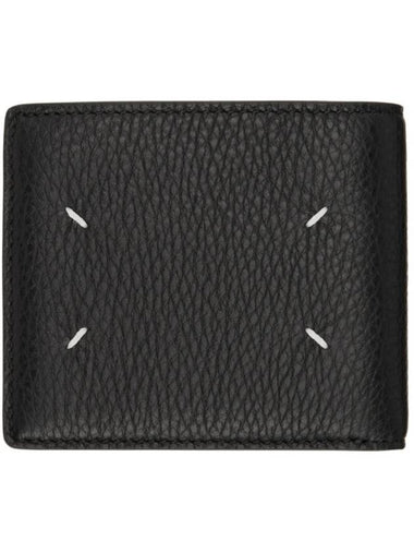 Stitched Grain Leather Half Wallet Black - MAISON MARGIELA - BALAAN 1