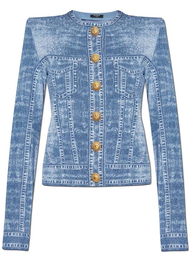 Balmain Snap-button Cardigan, Women's, Blue - BALMAIN - BALAAN 1