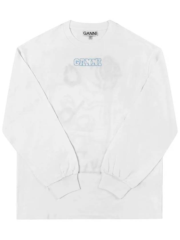 Future Logo Printed Long Sleeve T-Shirt White - GANNI - BALAAN 4