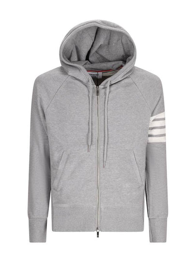 Engineered 4 Bar Diagonal Zip Up Hoodie Light Grey - THOM BROWNE - BALAAN 2