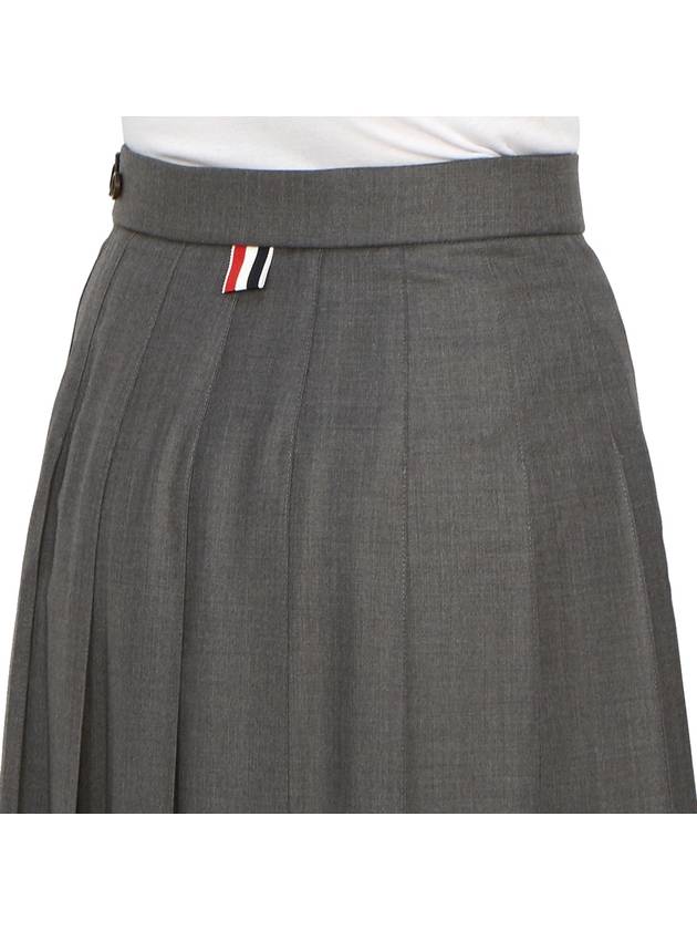 Super 120S Twill Below Knee Pleated Skirt Medium Grey - THOM BROWNE - BALAAN 11