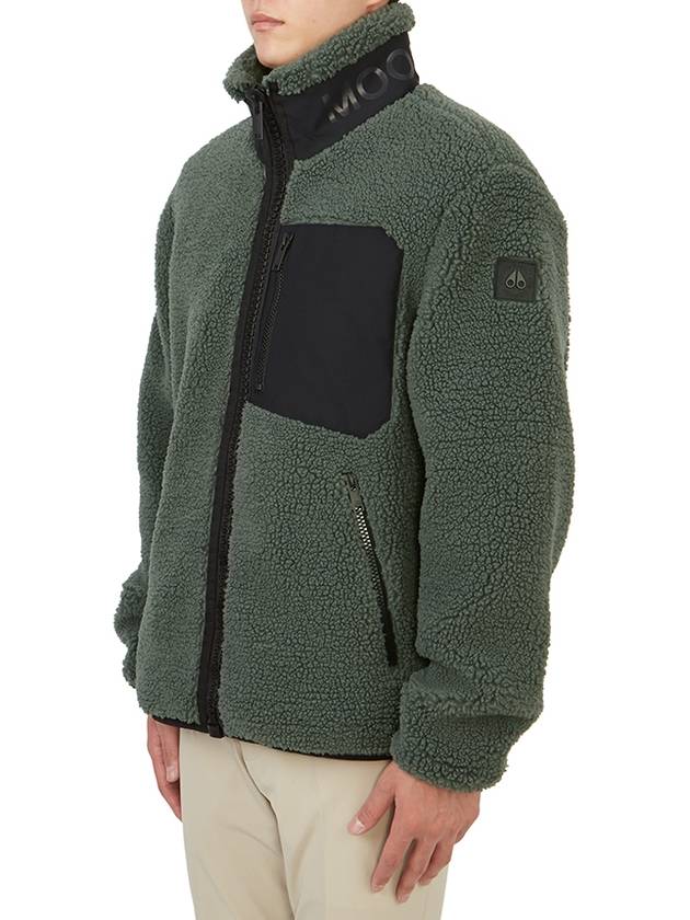 Men's Sagrek Shearling Fleece Zip-Up Jacket Green - MOOSE KNUCKLES - BALAAN 4