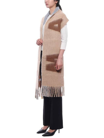 Logo Wool Mohair Blend Fringe Muffler Brown - MARNI - BALAAN 2