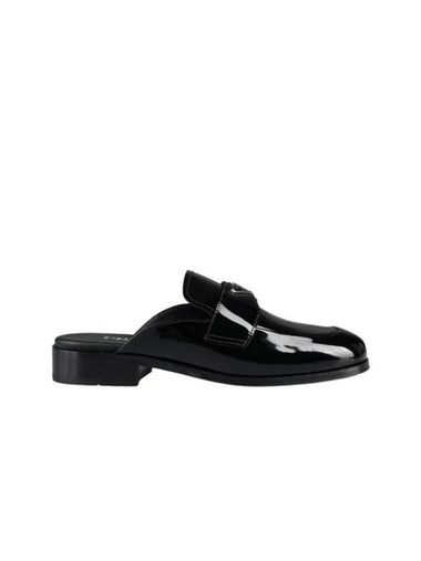 Triangle Logo Patent Leather Mules Black - PRADA - BALAAN 1