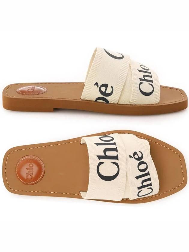 Woody Logo Canvas Strap Flat Mule White - CHLOE - BALAAN 2