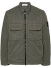 Compass Patch Shirt Zip Up Jacket Khaki - STONE ISLAND - BALAAN 1