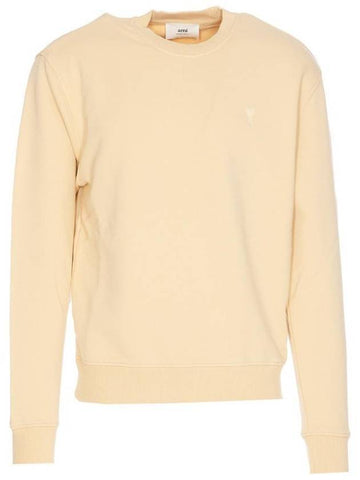 Embroidered Heart Logo Sweatshirt Yellow - AMI - BALAAN 1