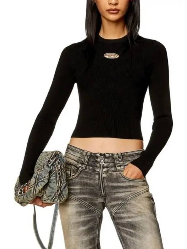 M Valary Ribbed Long Sleeve Knit Top Black - DIESEL - BALAAN 3