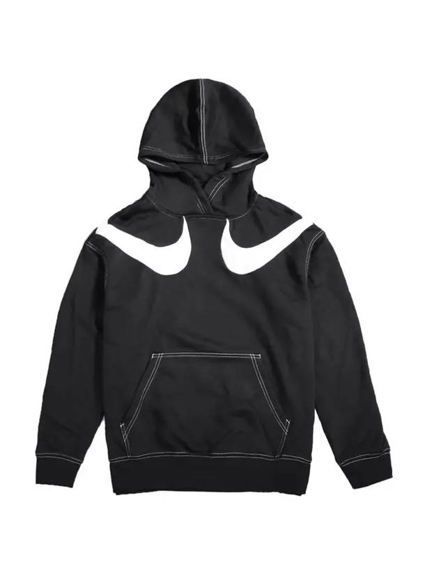 Sportswear Swoosh Fleece Pullover Hooded Top Black - NIKE - BALAAN.