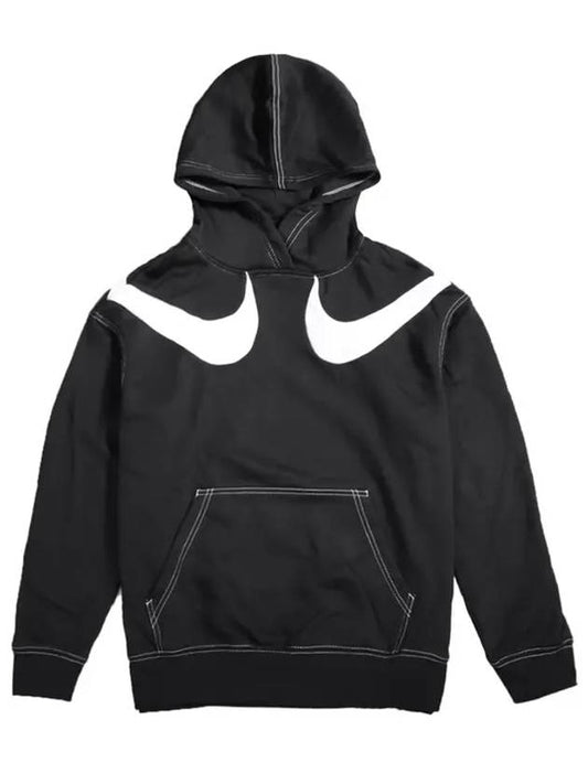 Sportswear Swoosh Fleece Pullover Hooded Top Black - NIKE - BALAAN.