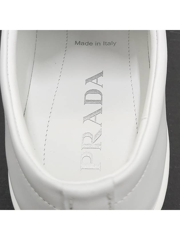 Brushed Leather Low Top Sneakers White - PRADA - BALAAN 9