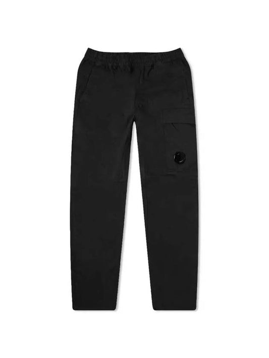 Men's Lens Wappen Pocket Banding Cargo Straight Pants Black - CP COMPANY - BALAAN.