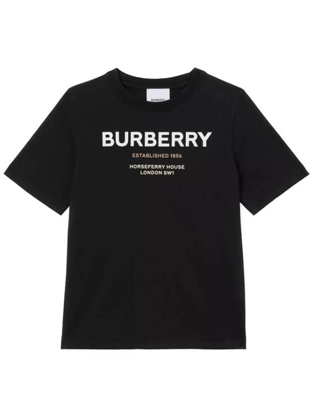 24 Black crew neck T shirt with logo 8064569130828 N BURBE A1189 - BURBERRY - BALAAN 2