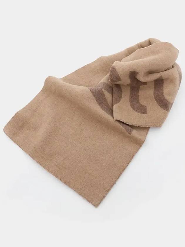 Jacquard Logo Two Tone Wool Muffler Brown - ACNE STUDIOS - BALAAN 4