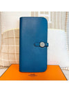 Dogon Recto long wallet indigo blue silver cabinet - HERMES - BALAAN 1