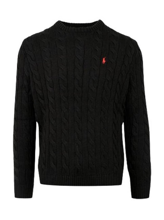 Embroidery Logo Cable Knit Top Black - POLO RALPH LAUREN - BALAAN 2