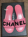 Stitched Lettering Logo Slippers Slide Sandals Pink 36 5 G39988 - CHANEL - BALAAN 9