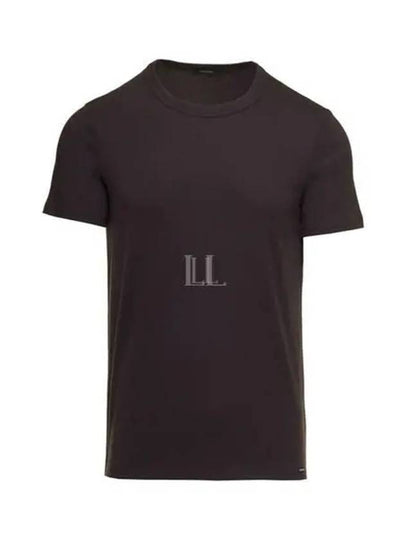 Cotton Crew Neck Short Sleeve T-Shirt Dark Brown - TOM FORD - BALAAN 2