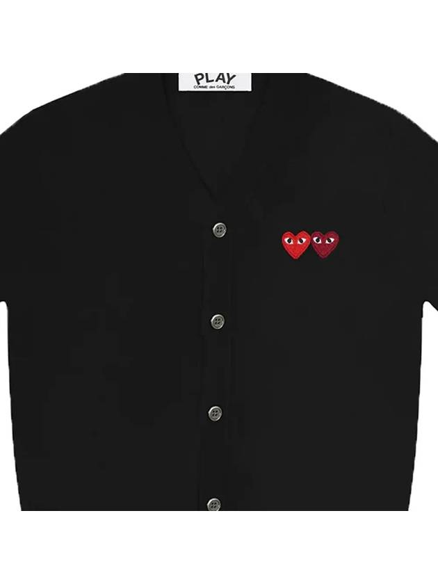 Double Heart V-Neck Cardigan Black - COMME DES GARCONS - BALAAN 5