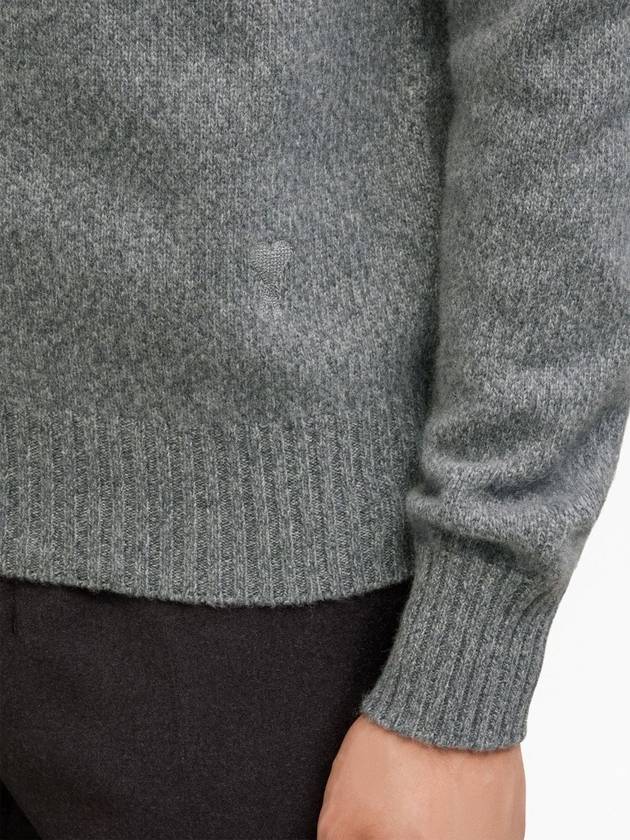 Heart Logo Cashmere Turtleneck Grey - AMI - BALAAN 6