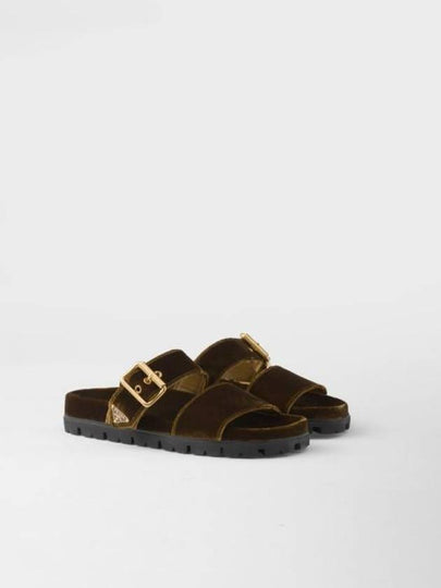 Velvet Slide Slippers Oak - PRADA - BALAAN 2