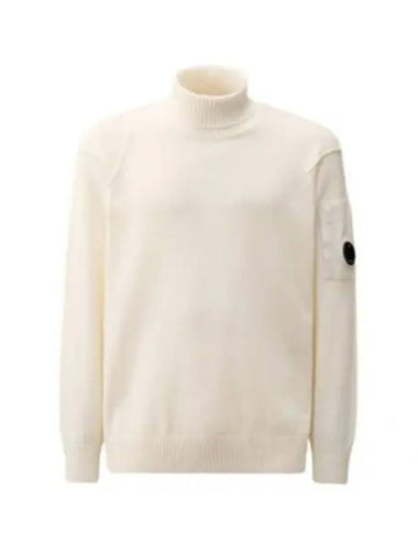 Lambswool GRS Turtle Neck Knit Top White - CP COMPANY - BALAAN 1