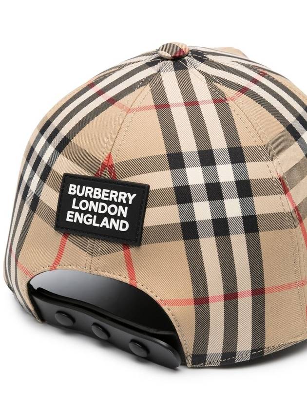 logo applique vintage check ball cap beige - BURBERRY - BALAAN 4