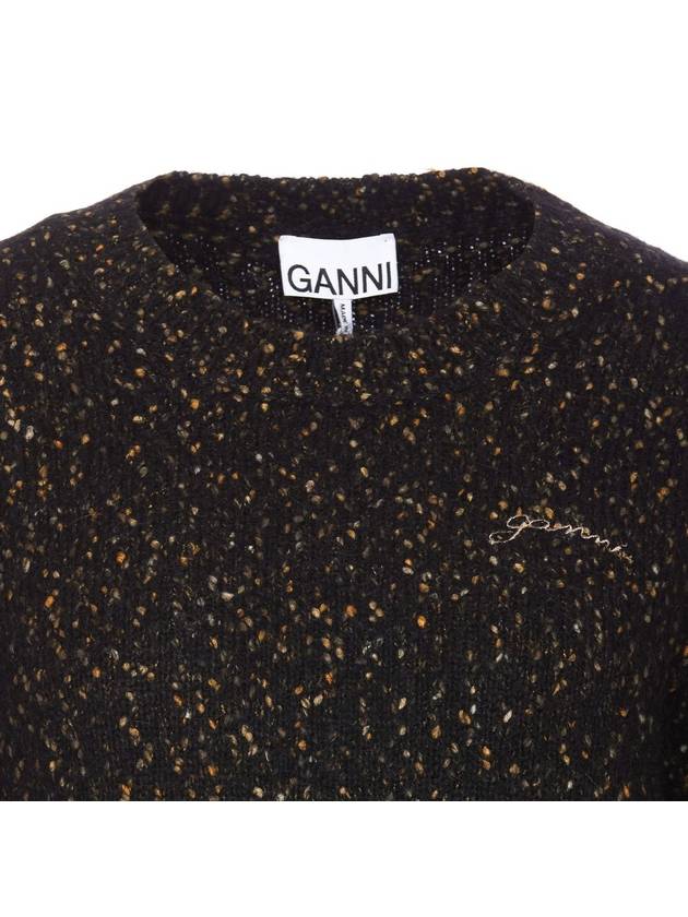 Alpaca Cotton Mixed Knit Top Black - GANNI - BALAAN 5