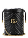 GG Marmont Gold Chain Mini Bucket Bag Black - GUCCI - BALAAN 2