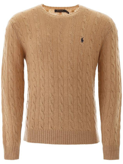 Embroid Logo Cable Knit Top Camel Melange - POLO RALPH LAUREN - BALAAN 2