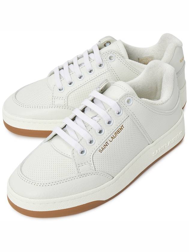 SL 61 Logo Signature Leather Low Top Sneakers White - SAINT LAURENT - BALAAN 2