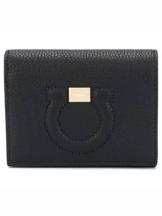 Gancini Logo Half Wallet Black - SALVATORE FERRAGAMO - BALAAN 2