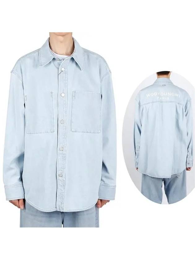 Back Logo Denim Cotton Long Sleeve Shirt Blue - WOOYOUNGMI - BALAAN 2