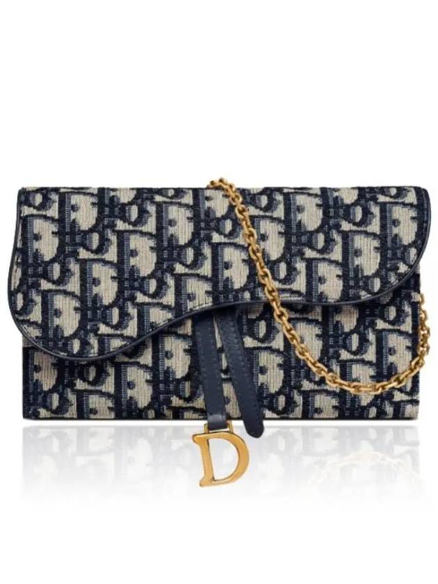 Oblique Saddle Chain Cross Long Wallet Blue - DIOR - BALAAN 2