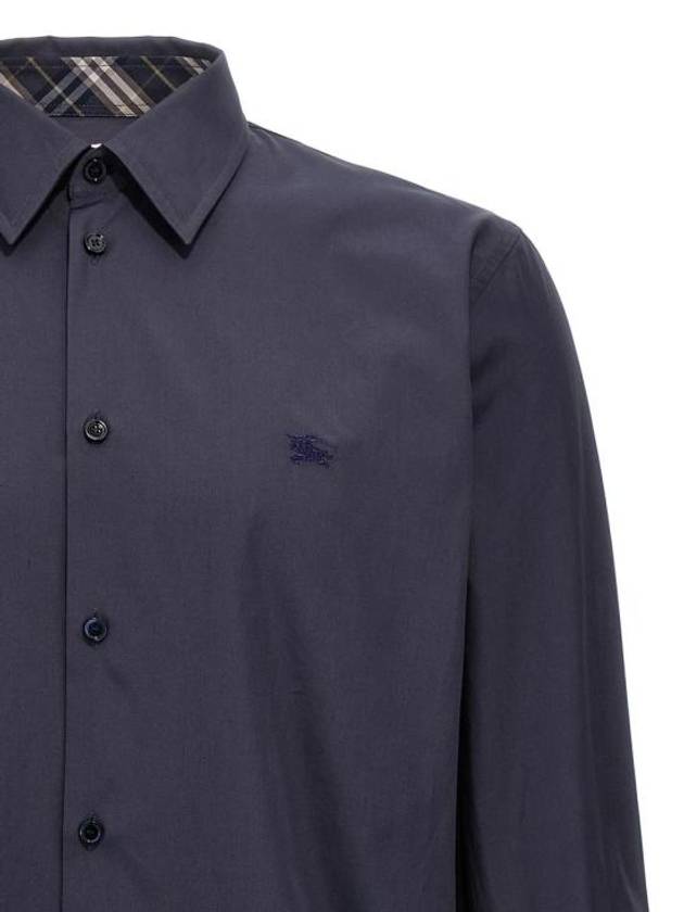 Slim Fit Cotton Long Sleeve Shirt Indigo - BURBERRY - BALAAN 4