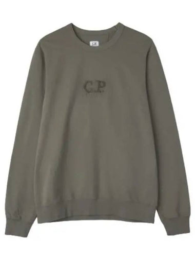 Light Fleece Logo Sweatshirt Time Green - CP COMPANY - BALAAN 1