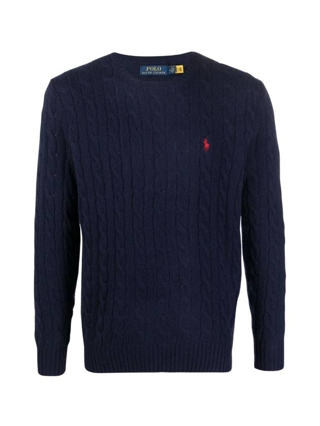 Embroid Logo Cable Knit Top Navy - POLO RALPH LAUREN - BALAAN 1