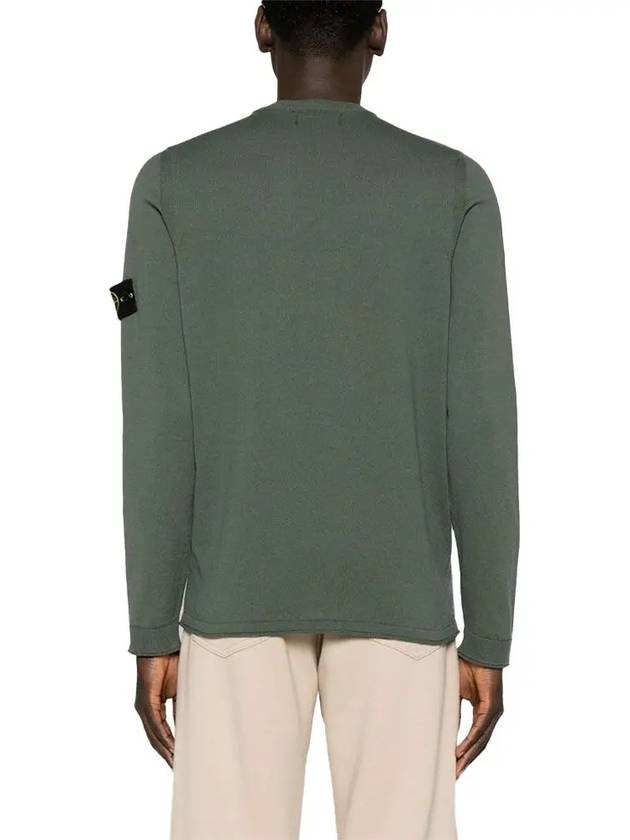 Raw Hand Cotton Crewneck Knit Top Dark Green - STONE ISLAND - BALAAN 5