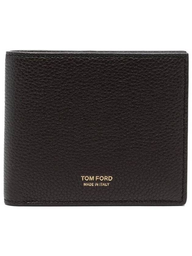 Men's T-Line Small Grain Leather Half Wallet Black - TOM FORD - BALAAN 2