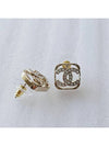 CC logo earrings champagne gold stud square ABA254 - CHANEL - BALAAN 8