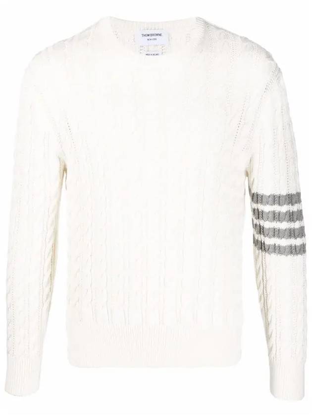 Diagonal Armband Cable Knit Top White - THOM BROWNE - BALAAN 3