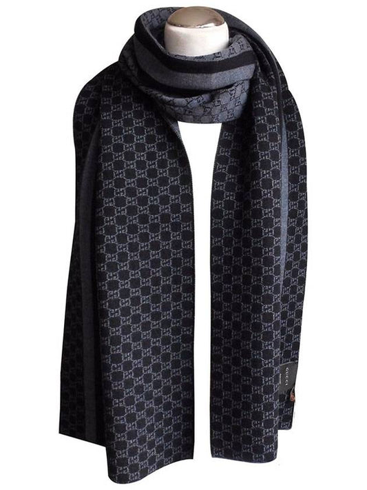 438253 GG black twotone unisex doublesided muffler scarf - GUCCI - BALAAN 1