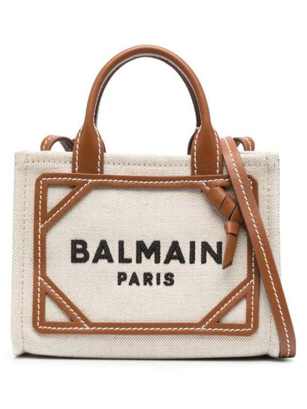 B-Army Small Canvas Tote Bag Beige Brown - BALMAIN - BALAAN 1