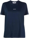 Micro Brushed Logo Cotton Short Sleeve T-Shirt Navy - MSGM - BALAAN 2