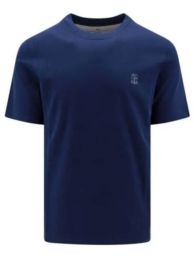 Logo Short Sleeve T-shirt Blue - BRUNELLO CUCINELLI - BALAAN 2