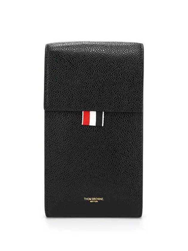 Three Stripes Strap Leather Phone Case Black - THOM BROWNE - BALAAN 3