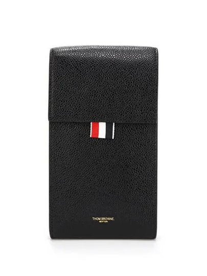 Three Stripes Strap Leather Phone Case Black - THOM BROWNE - BALAAN 2