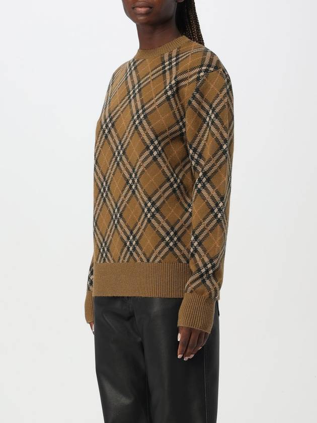 Check Wool Mohair Blend Knit Top Brown - BURBERRY - BALAAN 4